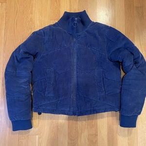 Urban Outfitters Blue Corduroy Puffer Coat